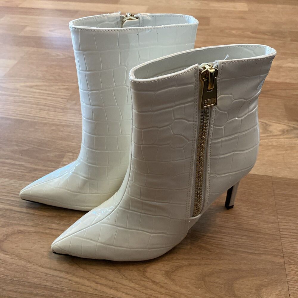I.N.C. International Concepts Womens Sarishaa Zip Booties White Croc 7M - Picture 6 of 16